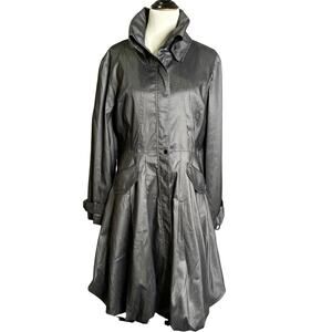 Samuel Dong Women's Size XL Bubble Trench Coat Jacket Gray‎ Metallic Belted